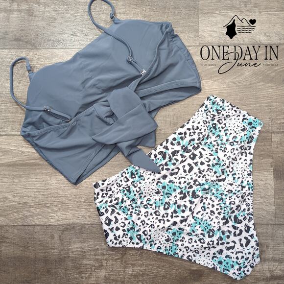 CharmLeaks Crop Top High Waist Bikini Swimsuit Size L - Picture 6 of 6